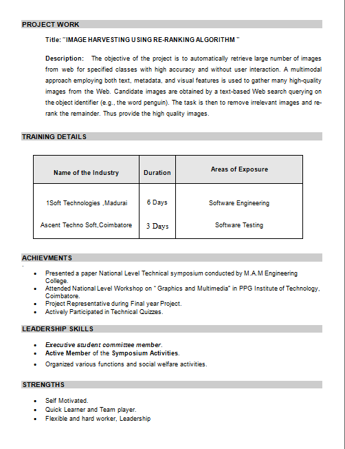 Resume for freshers looking for the first job pdf
